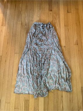 Not for sale-Patrons of Peace Light Blue Floral Tiered Maxi Skirt